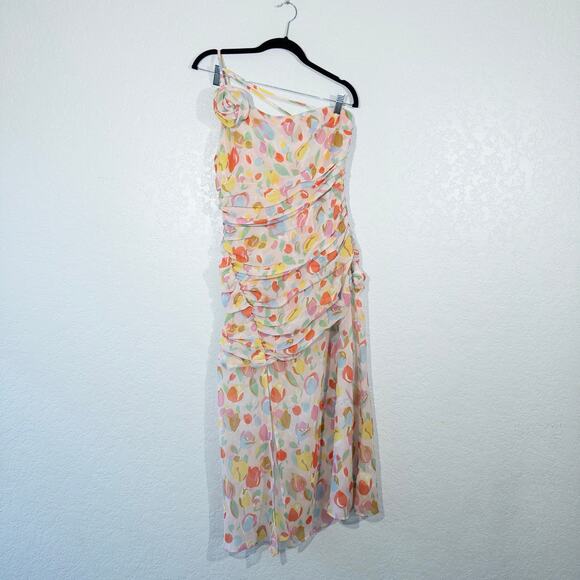 NWT For Love & Lemons Pink Floral Desmond Midi Dress Size Small - Picture 2 of 10